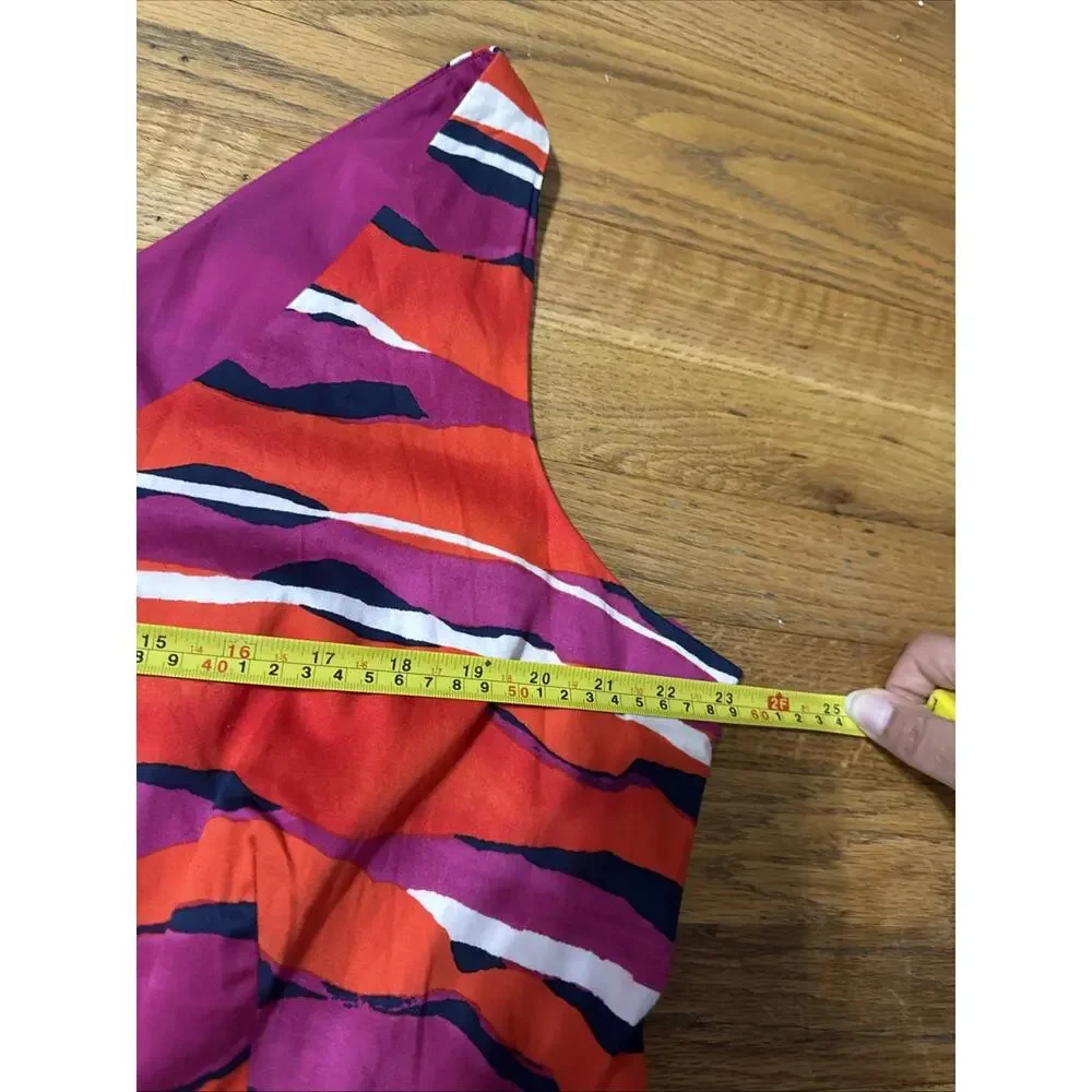 Anne Klein Sz 20w Red Pink Navy Wave Stripe A Line Flare dress Cocktail Resort - Picture 5 of 9